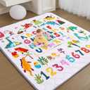 Baby Play Mat - Thicken 71x59 Inch Soft Foam Crawling Mat for Playpen & Floor, Non-Slip Waterproof Playmats for Infants & Toddlers, Portable Foldable & Machine Washable, Dinosaur & Letters