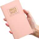 Pocket Calendar 2025-2027 for Purse, Two Year Monthly Planner Pocket Size, Jul 2025 to Jun 2027 Monthly Planner Small Size (6.5" x 3.5")-Pink,Pack of 5