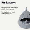 Amazon Basics Shark Shape Cat House for Indoor Cats, Enclosed Design Helps Reduce Anxiety in Nervous Pets, with Washable Cushioned Pillow, 17" x 16" x 14", Grey