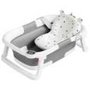 Collapsible Baby Bathtub, Baby Bath Tub with Soft Cushion & Thermometer, Baby Bathtub Newborn to Toddler 0-36 Months, Portable Travel Baby Tub (Gray)