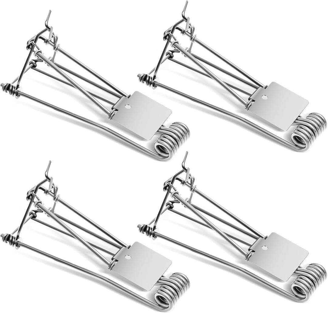 Qualirey 4 Pcs Outdoor Gopher Trap Easy Set Mole Trap Weather Resistant Gopher Killer Vole Killer for Lawn Garden Farm (Silver)
