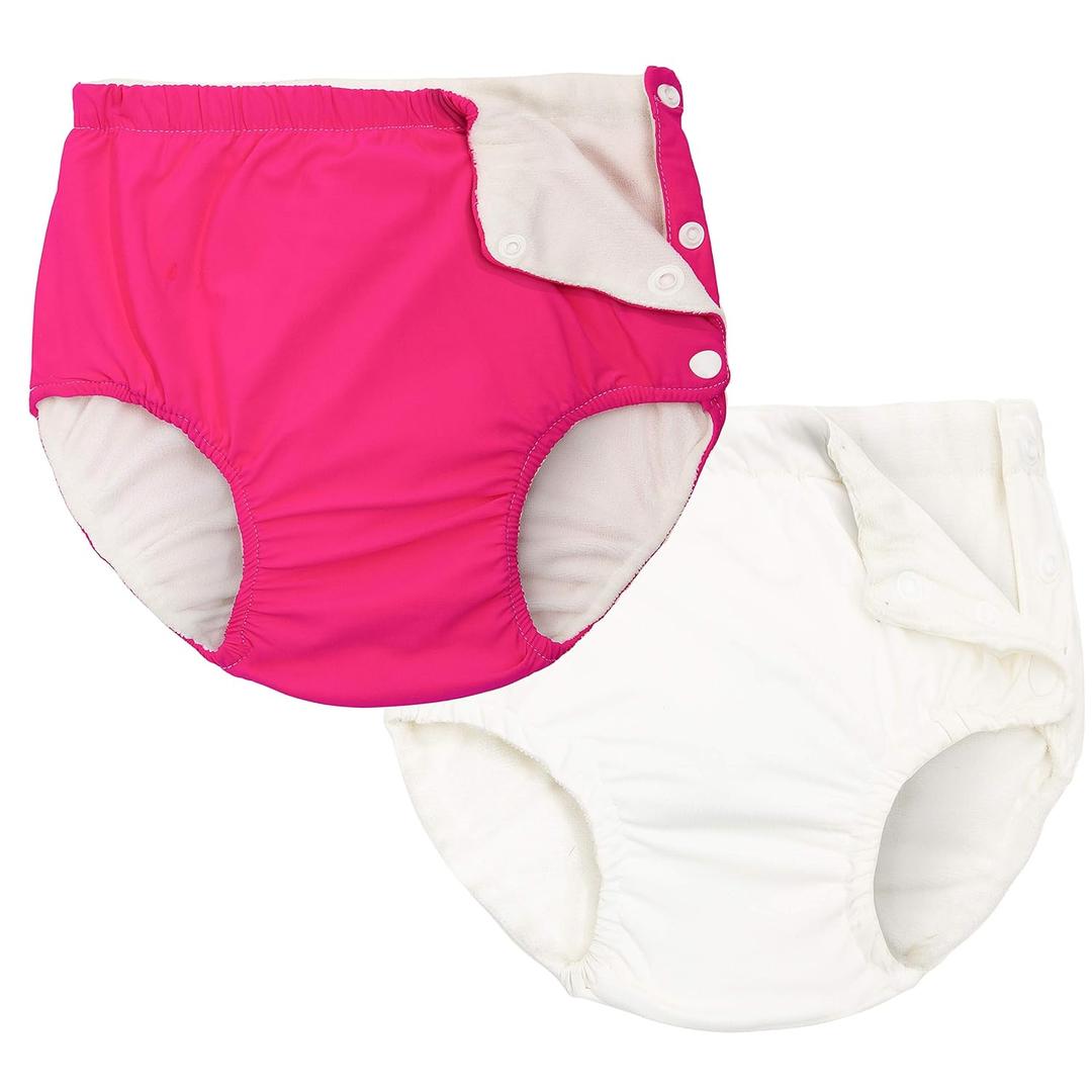 Joyo roy Reusable Swim Diapers Size 3T Baby Swim Diaper Large Toddler Swimming Diapers 3T Reusable Washable Pool Water Diaper Size 3 with Snaps Waterproof Baby Pool Essentials for Girls and Boys (Red-white)