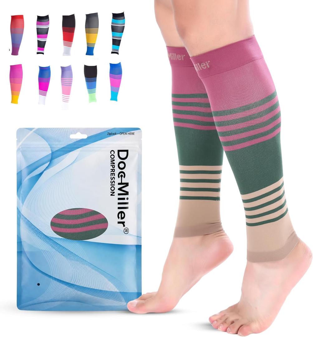 Doc Miller Calf Compression Sleeve for Men & Women 2030 mmHg Graduated Compression, Footless Compression Socks Alternative for Running, Shin Splints, Swelling, Varicose Veins Calf Support, 1 Pair, XL