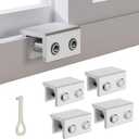 Sliding Window Locks, Keyed Window Lock & Blocker Security for Horizontal & Vertical Sliding Windows, Child Proof Inside Mount Stoppers to Prevent Break-Ins, Easy No-Drill Installation, (4, Silver)