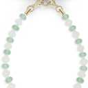 Natural Stone Phone Charm, Beaded Healing Phone Wrist Strap, Handmade Cellphone Chain Lanyard with Tether Tab (Green Moon)