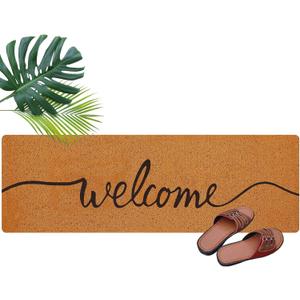 Long Doormat 48''x16'' Front Door Mat for Entrance Inside Outdoor Large Decorative Door Rug Welcome Mat for Outside Home Entry(Welcome,Yellow)