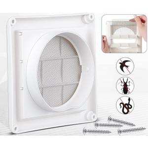 Leinuosen 2 Pcs 4 Inch Outdoor Dryer Vent Cover All in One Dryer Wall Vent Cover with Removable Extended Pipe Fine Mesh Screws for Bird Insect Proof for Bathroom Ceiling Air Circulation