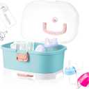 Baby Bottle Organizer for Storage, Baby Bottle Storage Large Capacity with Lid Cover Anti-Dust Protection and Cutlery Storage Drying Rack Portable Large Capacity Bottle Organizer(Green)