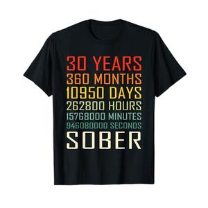 30 Year Sobriety Anniversary Vintage 30 Years Sober T-Shirt M