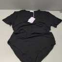 MANGOPOP Womens Long Sleeve Bodysuit Sexy Front Cutout Round Neck Body Suits (Black, XL)