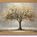 3D Textured Tree of Life Wall Art, Abstract Gold Tree Botanical Wall Decor, Modern Nature Landscape Sandstone Painting for living room Bedroom Bathroom Office 16x24 Inch Framed