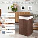 OIAHOMY Laundry Hamper with Lid, 65L(17.2 Gal) Large Wicker Laundry Basket for Bedroom, Handwoven Paper Rope Clothes Hamper with Washable Liner & Metal Frame, Decorative organizer for Bathroom Brown