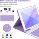 AHYWTAN Keyboard Case for iPad 9/8/7th Gen 10.2,Case with Keyboard ipad 10.2 inch,Keyboard for iPad 9th Gen,Bluetooth Keyboard for iPad 10.2,iPad Keyboard Case 9th Gen with Pencil Holder (Purple)