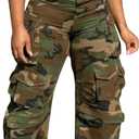 LKOUS Womens Cargo Baggy Straight Jeans Streetwear Y2K High Waist Wide Leg Denim Pants with Multiple Pockets, Camo, Large