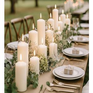 18 Pcs White Pillar Candles Bulk Set Hurricane Candles2x3 2x4 2x6 Inch - 12 Each Size Dripless Unscented Smokeless Gives You a Better Atmosphere When Organizing an Event Party.