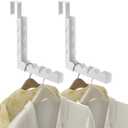 Over The Door Hooks Hanger Fit Up to 1 3/4 Inch Optimal, Foldable Over The Door Clothes Drying Rack for Laundry Bathroom Bedroom (White 2 Pack)