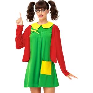 Remimi Adult Halloween Costume Long Sleeves Holiday Outfits Novelty 2 Piece Dress Sets (Large)