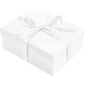 White Gift Box with Lid for Present Large Collapsible Gift Box with Filler Paper Ribbon for Birthday Anniversary 12.6x9.8x4.9