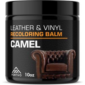 FORTIVO Leather Recoloring Balm, Color Restorer for Couches and Car Seats, Leather Scratch Remover and Dye, 10 oz (Camel)
