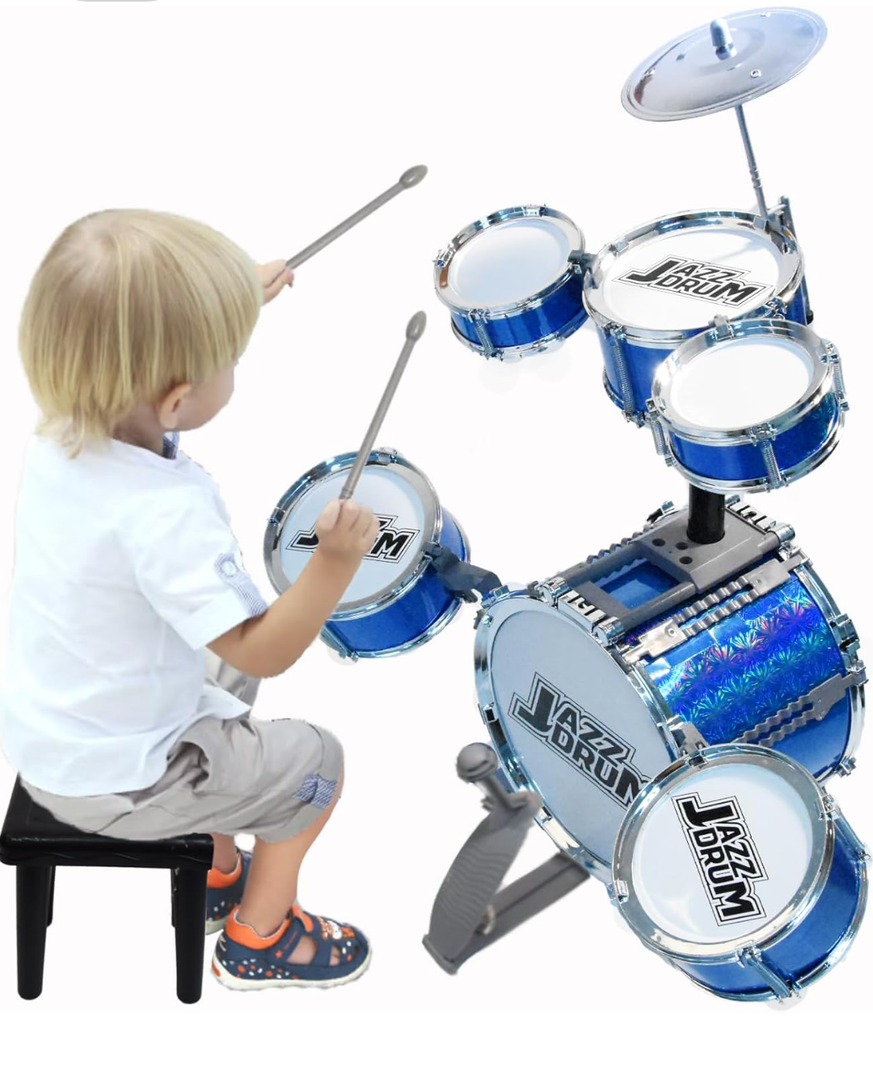 Toddler Drum Set Kids Drum Set with Stool Toddler Drum Set for Ages 3-5 4-6 5-7 Drum Sets Toy Six Drums Baby Drums Set Musical Instruments Drum Toy Playset Birthday Xmas for Boys Girls