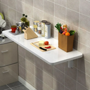 39.3" × 15.7" Wall Mount Folding Table, Fold Down Desk with Heavy Duty Metal Brackets, Supports 120 Lbs and Provide Station for Kitchen, Office, Car Garage, Utility Room, Small Space, White