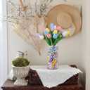 115 Pcs Easter Table Centerpieces with 15 Colorful Artificial Tulip and 100 Pastel Lightweight Multicolor Eggs Vase Filler Easter Table Decors for Spring Home Centerpiece Decor