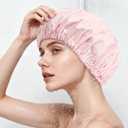Shower Caps For Women Reusable Waterproof Keeping Hair Dry When Taking a Bath