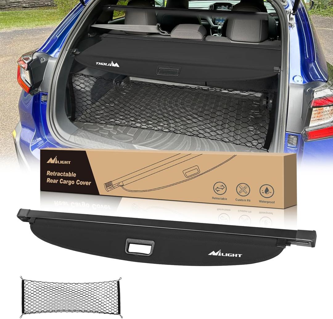 Nilight Trunk Cargo Cover for Subaru Crosstrek Impreza 2023 2024 2025, Retractable Security Shade Rear Cargo Cover, with Trunk Storage Net, 1-Pack