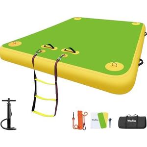 Wauffua Inflatable Floating Dock for Lakes, Thick and Extra Wide Lake Floats for Adults, Non-Slip Air Dock Platform with Portable Carrying Bag, Floating Platform Island for Pool Beach Ocean