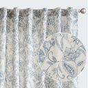 Lazzzy Linen Curtains Farmhouse Blue Floral Print 84 Inches Long Back Tab Drapes for Living Room Bedroom Semi Sheer Patterned Country Vintage 2 Panels Set Rod Pocket Blue on Beige