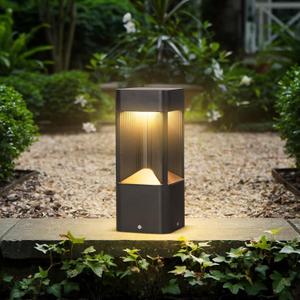 3000K Pathway Lights Black Landscape Path Light Outdoor Waterproof Garden Floor Lamp Modern Walkway Lights LED Warm Light Bollard Lighting Hardwired Aluminum Lawn Post Lights for Entrance Patio Porch, 30cm
