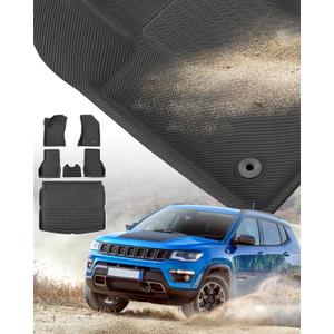 Floor Mats & Cargo Liner for Jeep Compass 2025 2024 2023 2022 2021 2020 2019 2018 2017, All Weather Full Set Car Mats Trunk Mats for Compass 2017-2025 Car Accessories