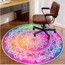 4ft/48in Home Office Chair Mat for Hardwood Floor, Anti-Slip Desk Chair Mats, Computer Gaming Chair Mats for Rolling, Low Pile Carpet Floor Chair Mat(Colorful-1)