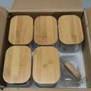 Liuruiyu Glass Storage Jars 12 * 8cm [Set of 6],Clear Glass Food Storage Containers with Airtight Bamboo Lid Stackable Kitchen Canisters for Candy,Cookie,Rice,Sugar,Flour,Pasta(Square)