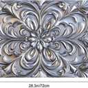 2D Flat Stove Top Cover Protector 28 x 20 Inch Silver Floral Scroll Medallion Design Electric Glass Cooktop Cover Reusable Kitchen Counter Mat Decorative Range Top