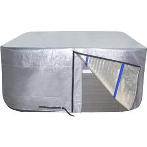 UCEDER Insulated Hot Tub Cover 170G Polyethylene Thermal Insulation Spa Cover Protector Waterproof Hot Tub Cover Replacement,Energy-Saving and Eco-Friendly for Keeping Warm(76"x76"x35") (Silver)