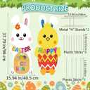 Easter 2 Pack 37.8in Face Yard Signs Egg Hunt Decoration, Bunny Backdrop with Stakes Photo Prop for Garden Outdoor Porch