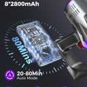 Coovy SU7 Ultra Cordless Vacuum Cleaner, 55KPa/650W 80Mins Runtime Powerful Suction Stick Vaccum for Whole-House Cleaning, Self-Standing Anti-Tangle Vac for Hard Floors Carpet Pet Hair, Ultra Version
