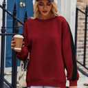 Zeagoo Womens Sweatshirt Long Sleeve Color Block Fleece Hoodies Fall Casual Crewneck Pullover Tunic Tops 2024 (Medium, Wine Red)
