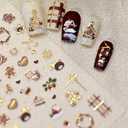 5D Embossed Christmas Nail Art Stickers Gold Bear Nail Stickers Self-Adhesive Wreath Xmas Tree Gingerbread Snowflakes Nail Decals for Women Girls Winter Xmas Holiday Manicure DIY Nail Supplies