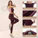 Women's 2-Piece Athletic Workout Set, Moisture-Wicking Nylon Spandex Top and Bottom,Yoga, Gym, Running (Purple, M)