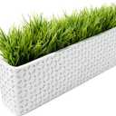 SEEKO Succulents Artificial in Rectangular Ceramic Planter (13.5") - Fake Plants for Table Centerpieces Decor for Dining Room, Office, Kitchen & Window Sill