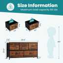 OLIXIS 5 Drawer Dresser for Bedroom, Wide Fabric Storage Tower with Wooden Top and Metal Frame, Closet Chest Organizer Furniture, TV Stand for Living Room Hallway, Brown