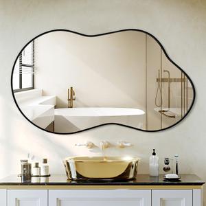 Irregular Wall Mirror 26"x40"Asymmetrical Mirror Wall Mirror for Wall Mirrors Decorative Wall-Mounted Mirrors Modern Unique Organic Mirror for Wall Decor Living Room Bathroom Bedroom Entryway Black