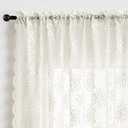 MIULEE Vintage Lace Curtains 63 Inch Length 2 Panels, Victorian Decorative Floral Scalloped Short Semi Sheer Curtains Light Filtering Rod Pocket Panels for Bedroom Living Room, 52" W x 63" L, Ivory