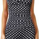 Tempt Me Women Tummy Control One Piece Swimsuits with Shorts Boyleg Retro Bathing Suit Halter Swimwear (X-Large, Polka Dot)