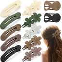 12 Pcs Flat Hair Clips for Women, French Concord Flat Claw Clips for Women, 3 Styles Matte Hair Clips for Thin Thick Hair (Brown)