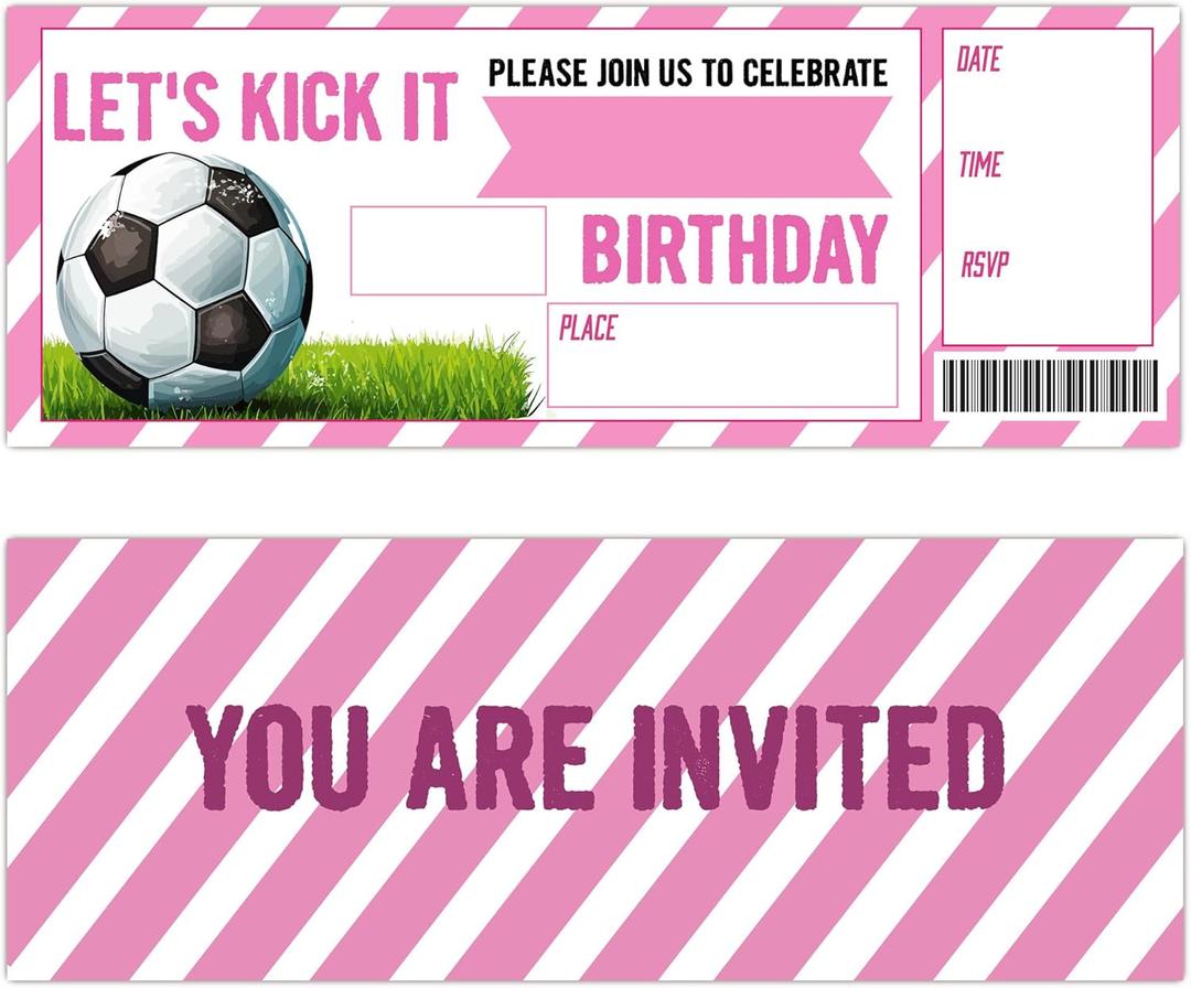 Football Birthday Party Invitations Soccer Theme Birthday Invitations for Boys Girls Kids Bday Party Supplies for Sports Party 20 Fill-In Invitation Cards with 20 Envelopes-C01