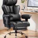 COMHOMA Big and Tall Office Chair Heavy Duty Gaming Chair with Deluxe Embossing Leather High Back Wider Ergonomic Computer Chair with Foot Rest 145°Reclining Pocket Spring Lumbar Support