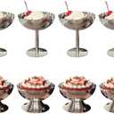 Ice Cream Cup, 7 Oz Stainless Steel Dessert Cups Resuable Cute Sundae Serving Bowl for Dessert, Sundae, Pudding, Salad, Fruit, Snack, Cocktail, Yogurt, Condiment, Trifle (4, Tall + Short)